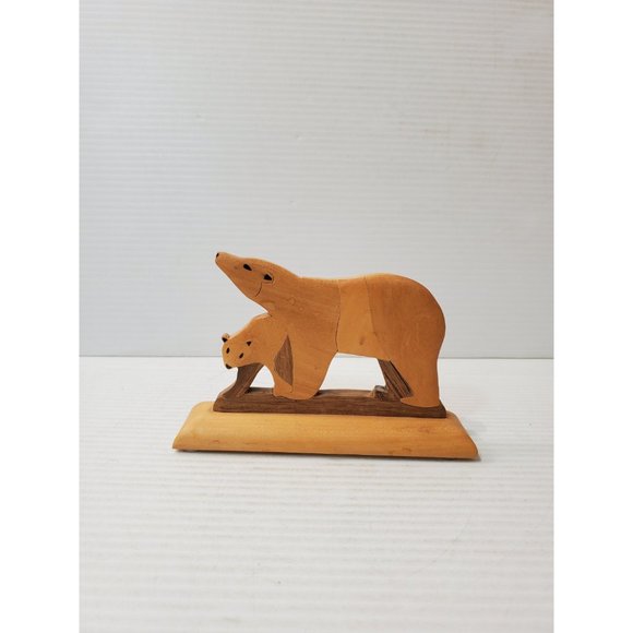 Wooden Toy bear- Carved Wooden bear - Wooden bear Figurine - Wild Animal… - Picture 2 of 10